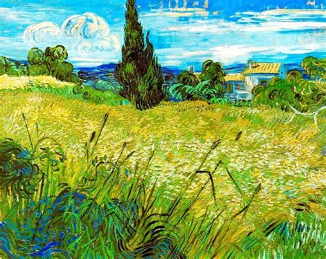 Vicent Van Gogh - Campos Verdes de Trigo con Cipreses Famous Landscape Paintings, Fine Art ...