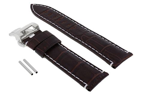 22MM LEATHER WATCH BAND STRAP FOR BREITLING NAVITMER DEPLOYMENT CLASP ...