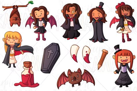 Vampire Girls Halloween Clip Art Graphic by Keepinitkawaiidesign · Creative Fabrica