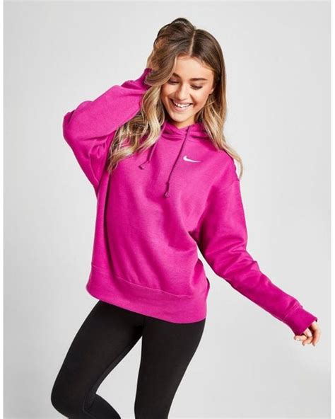 Nike Fleece Overhead Hoodie in Pink - Lyst