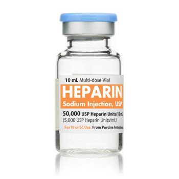 Heparin 5,000 Units/mL Sodium Injection USP (50,000 Units / 10mL ...