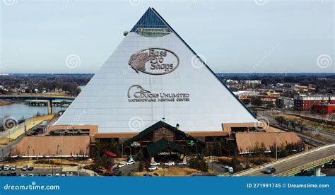 Aerial of the Bass Pro Shop Pyramid in Memphis, Tennessee, United ...