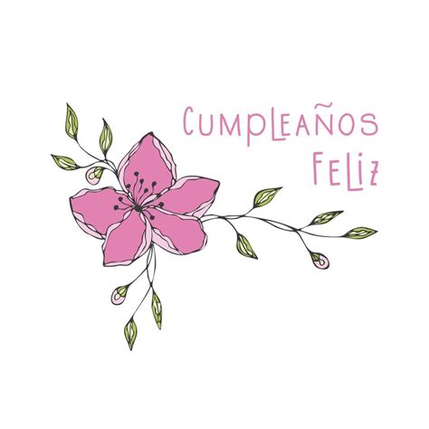 feliz cumpleanos feliz cumpleaños, escrito en español, flor doodle dibujado a mano. 12093666 ...