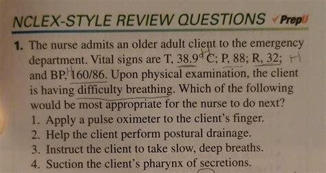 Solved NCLEX-STYLE REVIEW QUESTIONS Prep 1. The nurse admits | Chegg.com