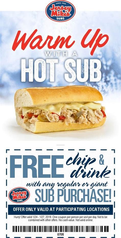 Pinned January 25th: #FREE chips & drink with your sub at #JerseyMikes #TheCouponsApp | Hot dog ...