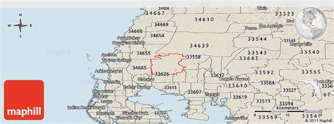 Shaded Relief Panoramic Map of ZIP Code 33556