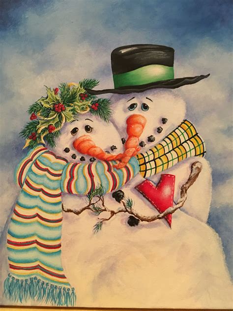 Snow Much in Love | Whimsical snowman painting, Snowman painting, Snowmen paintings