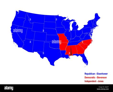 United States Presidential Election Results Map For 1956 Stock Photo - Alamy