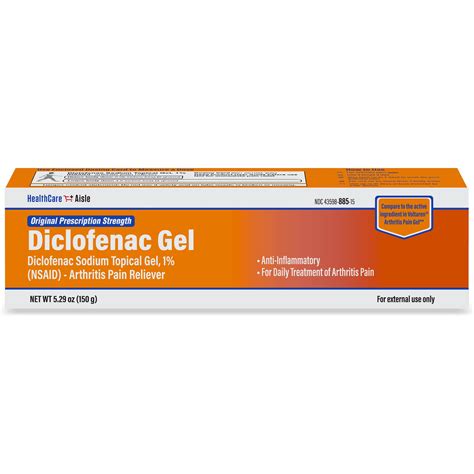 HealthCareAisle Diclofenac Gel, 1%, Arthritis Pain Relief - 150 g tube - Original Prescription ...