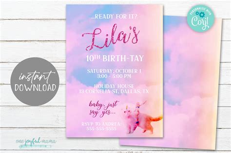 Taylor Swift Themed Birth-tay Party Invitation Watercolor Sky Lover Inspired Girl Woman Birthday ...