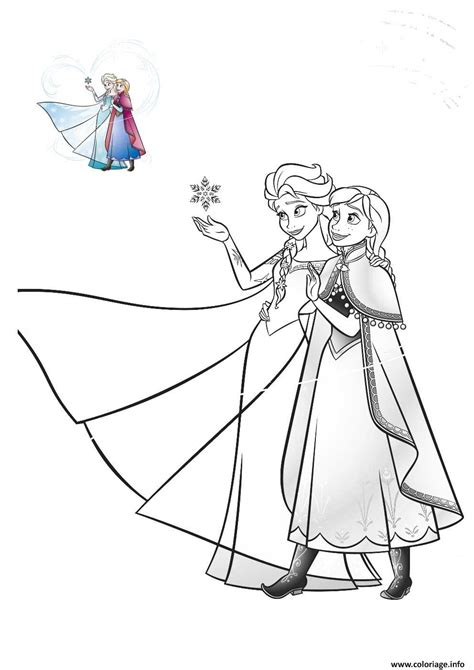 Coloriage elsa et anna les deux princesses du royaume et soeurs - JeColorie.com