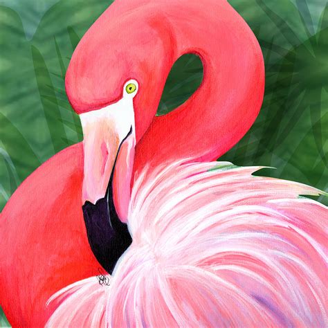 Pink Flamingo Painting Painting by Bridget Zoltek | Fine Art America