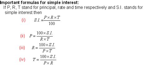 Simple Interest Formuale - Math Formulas - Mathematics Formulas - Basic Math Formulas