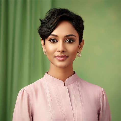 Premium AI Image | A Hyper realistic beautiful elegant indian woman wearing light pink linen ...