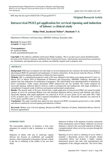 (PDF) Intracervical PGE2 gel application for cervical ripening and induction of labour: a ...