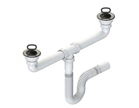 Plumbing kit for double-bowl kitchen sinks: Ø80 wastes and compressible-extensible hose with ...