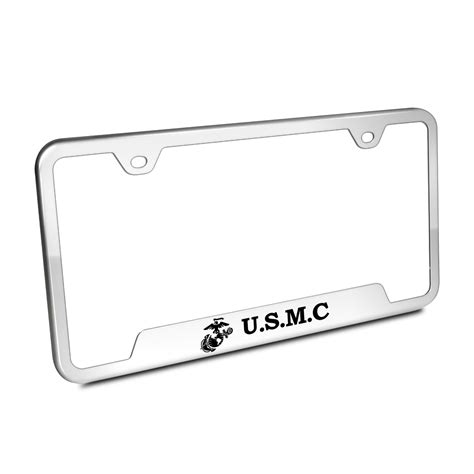 US Marine Corps USMC Initials 50 States Chrome Stainless Steel License ...