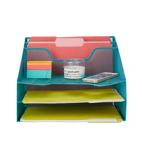 Mesh Desk Organizer 5 Trays Desktop Document Letter Tray for Folders ...