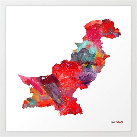 Pakistan Map Square Art Print by Maps Factory