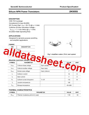 2N3055 Datasheet(PDF) - Savantic, Inc.