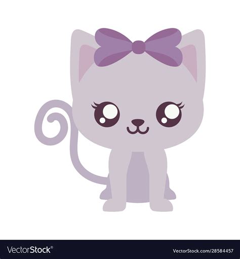 Kawaii female cat cartoon design Royalty Free Vector Image