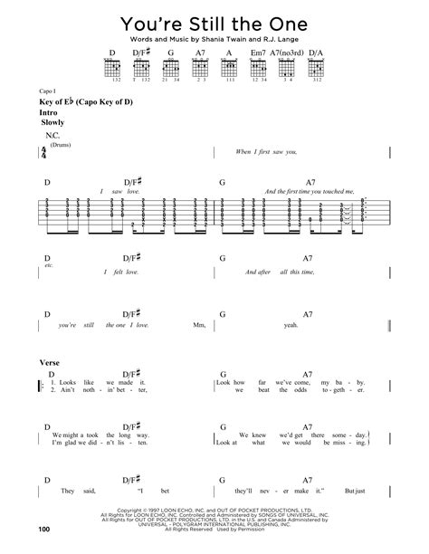 You're Still The One by Shania Twain - Guitar Lead Sheet - Guitar ...