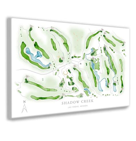 Shadow Creek Golf Course Map Layout of Course for Las Vegas Golfer, RV Golf Art Framed Wall Art ...