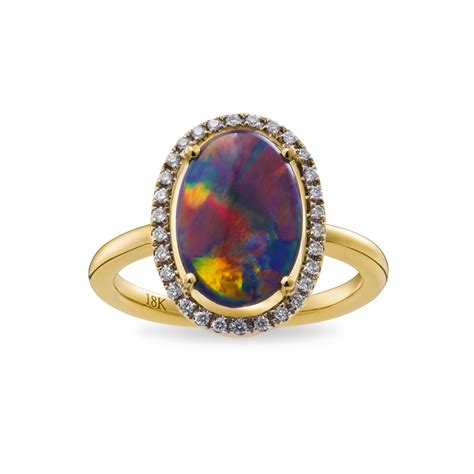 Black Opal Ring in 18CT Gold (RG018) - Opal Copying Company Pty Ltd