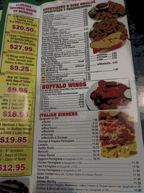 Menu at Holyoke Pizza pizzeria, Holyoke