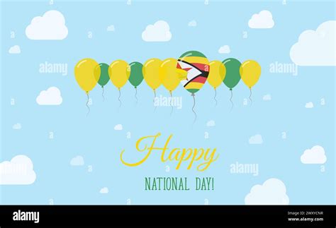 Zimbabwe Independence Day Sparkling Patriotic Poster. Row of Balloons in Colors of the ...