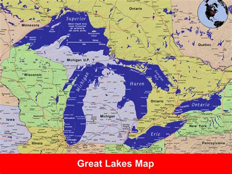 Full Color Retro Map of the Great Lakes USA Instant Digital Printable ...