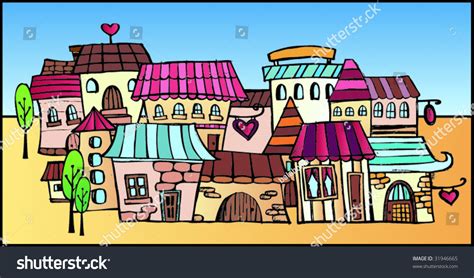 Cartoon Vector Drawing Town Stock Vector (Royalty Free) 31946665 ...