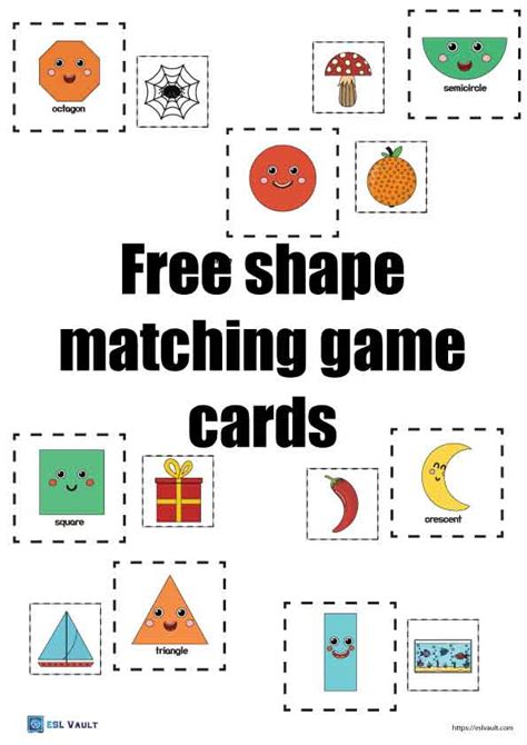 72 free printable shape matching game cards - ESL Vault