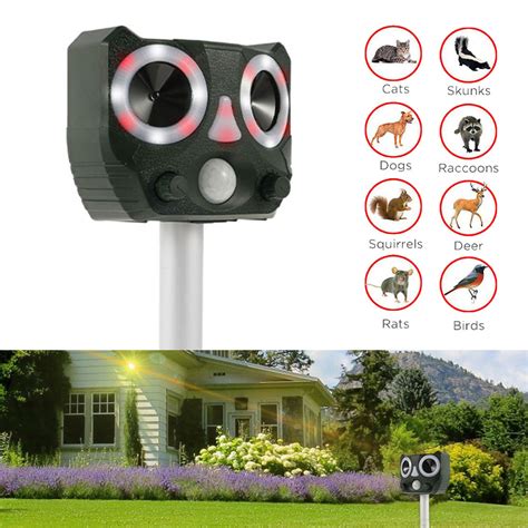 Repellents Dogs Ultrasonic Cat Repellent with Speaker and Motion Sensor and Flash Garden Cat ...