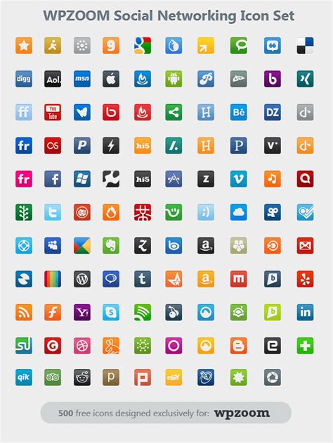 500 Free Icons: WPZOOM Social Networking Icon Set