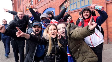 Rangers title match: Fans criticised for gathering outside Ibrox ...