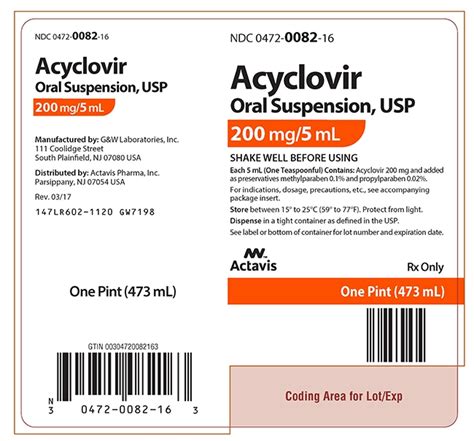 Acyclovir by Actavis Pharma, Inc. ACYCLOVIR suspension