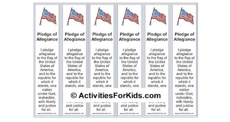 Pledge of Allegiance Bookmark - Activities For Kids