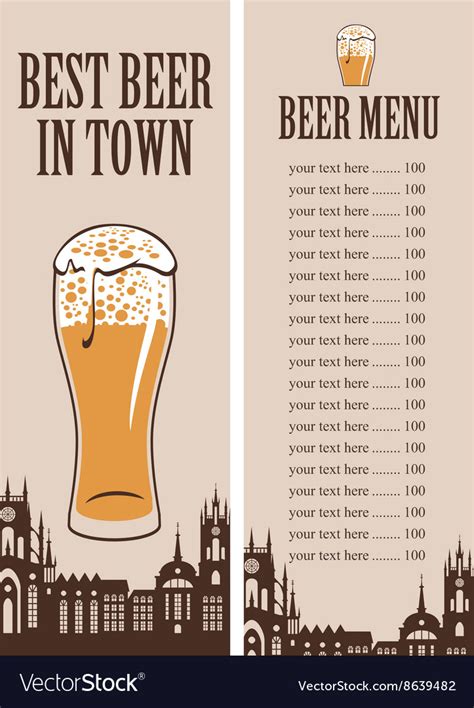 Price lists for a glass of beer Royalty Free Vector Image