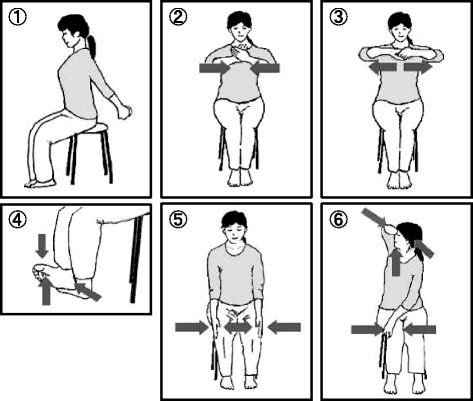 Illustration of the six poses of the isometric yoga program used in... | Download Scientific Diagram