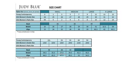 -Judy Blue Size chart – Styles By Erica