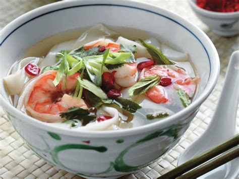 A fragrant Vietnamese prawn soup with rice noodles, coriander and mint ...