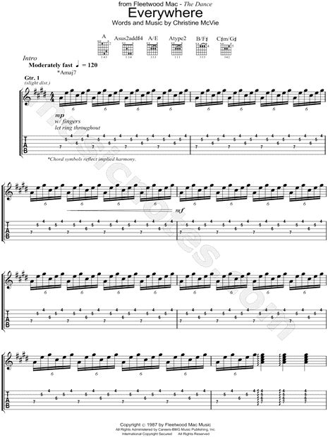 Fleetwood Mac "Everywhere" Guitar Tab in E Major - Download & Print ...