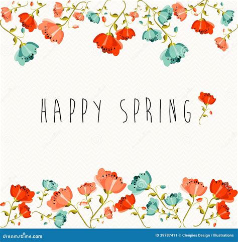 Happy Spring Flower Composition Stock Vector - Illustration of card, leaves: 39787411