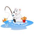 Cartoon polar bear fishing Royalty Free Vector Image