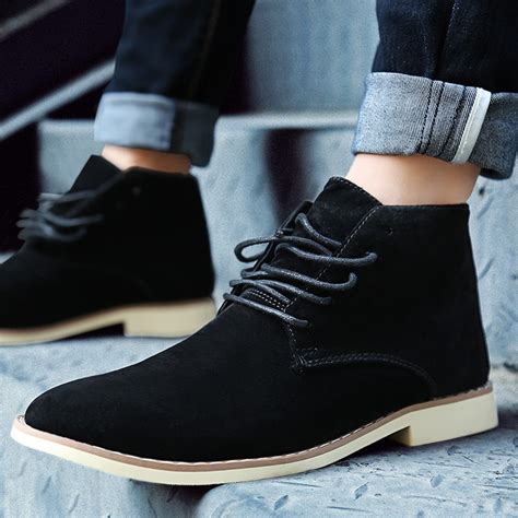 Men's Suede Leather Boot Ankle Boots Vintage Style High Top Formal ...