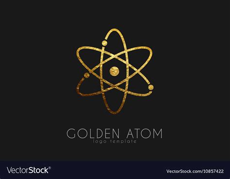 Atom symbol logo design color science Royalty Free Vector