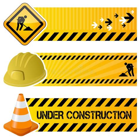 Under Construction Horizontal Banners Stock Vector - Illustration of ...