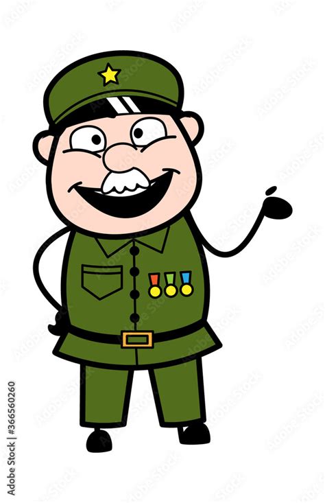 Happy Military Man Cartoon Illustration Stock Vector | Adobe Stock