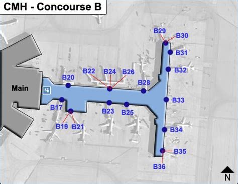 John Glenn Columbus Airport CMH Concourse B Map